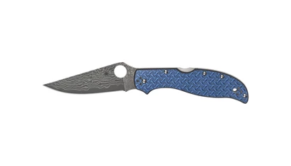 Spyderco STRETCH 2 XL BLUE NISHIJIN GLASS FIBER DAMASCUS C258GFBLP