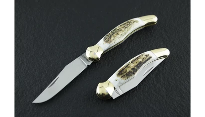 NN-Knives Fejesgörbe nagy zsebkés agancs