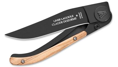 Claude Dozorme Laguiole Liner Olive Wood Black Zsebkés