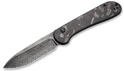 CIVIVI Button Lock Elementum Damascus Carbon Fiber Zsebkés