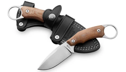 LionSteel H2 Micarta Natural outdoor kés

Tommaso Rumici a Coltelleria Scintilla-val karöltve tervezte a LionSteel számára a H1 és H2 szériát. Az ötlet egy merész, de zseniális ötleten alapult. Tommaso fogta a hagyományos karambit formavilágát és egy sokk